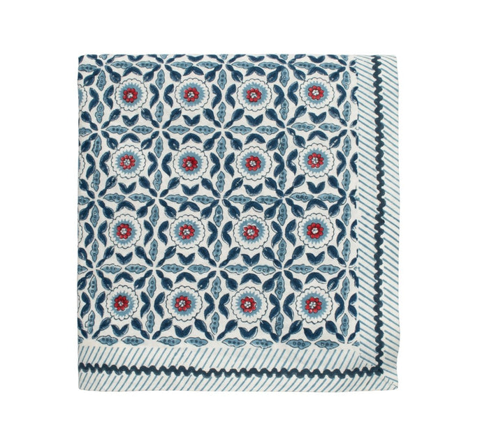 Majorelle Tablecloth in Red, White & Blue by Kim Seybert Folded - Fig Linens and Home