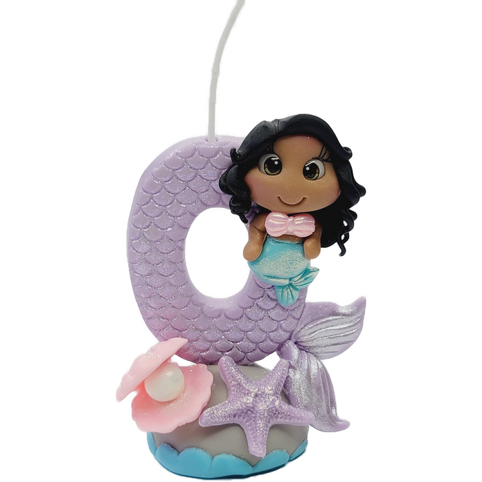 Mermaid Shelby themed candle #0 for cake top