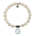 Moonstone Gemstone Bracelet with Serenity Wave Sterling Silver Charm