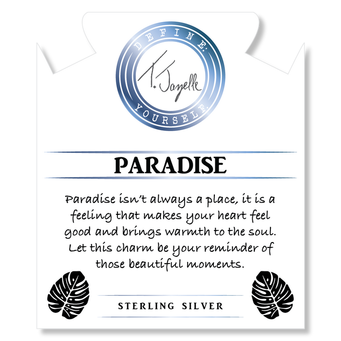Mountain Blue Jade Gemstone Bracelet with Paradise Sterling Silver Charm