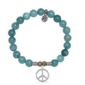 Mountain Blue Jade Gemstone Bracelet with Peace CZ Sterling Silver Charm