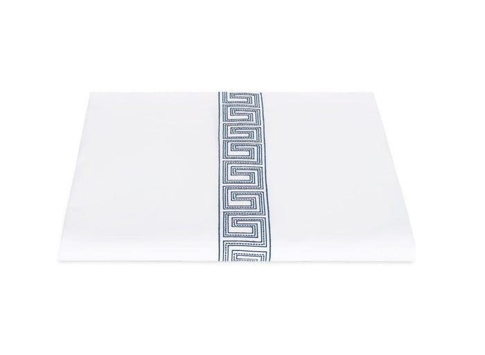 Duvet Cover - Ophelia Indigo Blue Bedding by Matouk Schumacher - Greek Key Embroidery