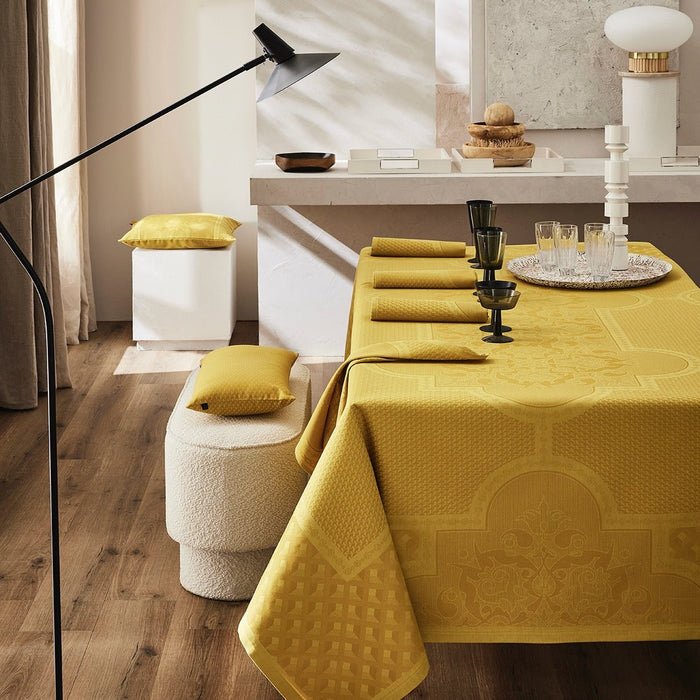 Palais Venitien Yellow 69" x 69" Tablecloth by Le Jacquard Français - 9at Fig Linens and Home - 5