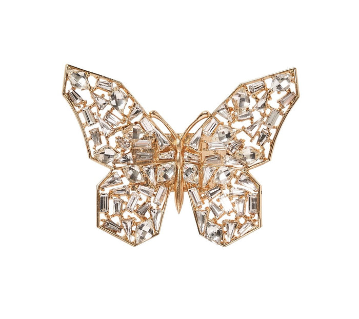 Kim Seybert Papillon Napkin Ring in Gold & Crystal Set of 4 in a Gift Box by Kim Seybert - GOLD/CRYSTAL 3.25"L x 2.5"W x 2"H Napkin Ring - Set of 4 at FIG LINENS AND HOME - 4