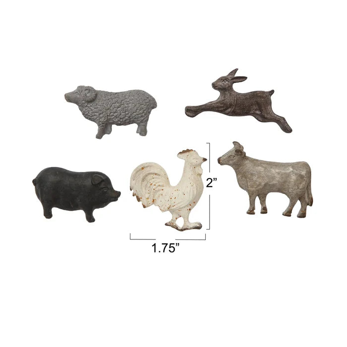 Pewter Animal Magnets - Set of 5