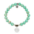 Prayers Collection: Green Shell Gemstone Bracelet with Prayers of Love Sterling Silver Charm