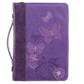 purple butterfly bible cover on a white background
