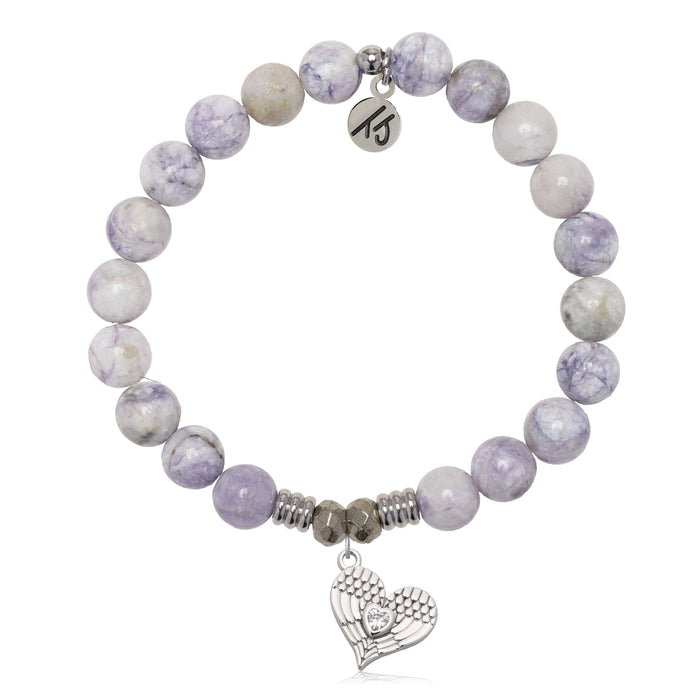 Purple Turquoise Gemstone Bracelet with Angel Love Sterling Silver Charm