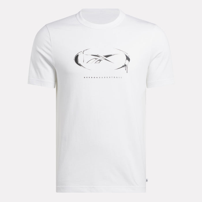 Reebok Apparel Men Graphic Series Basketball Drip T-Shirt WHITE