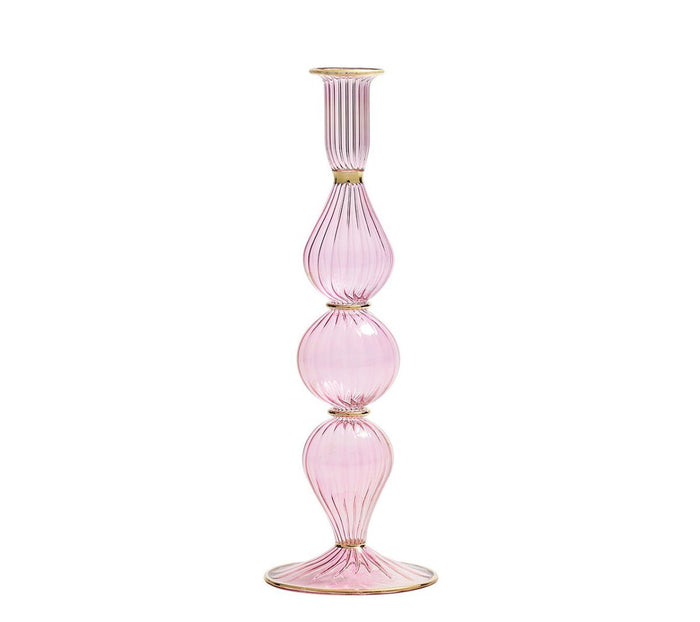 Ripple Pink Candlestick Detail 2 | Kim Seybert at Fig Linens and Home