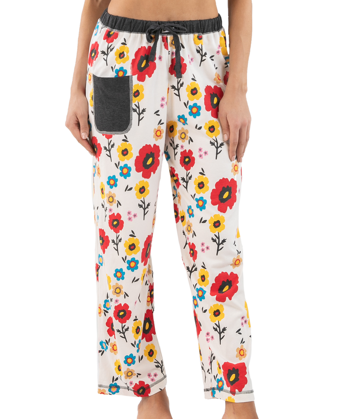 rise and shine floral pj pant on a white background