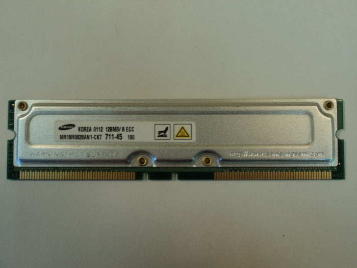 Samsung RAM Memory Module 128MB PC700 RDRAM RIMM 184-Pin RAMBUS MR18R0828AN1-CK7 -- New