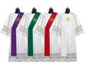 Set of 4 Deacon Stoles with Adorned Trinity Motif