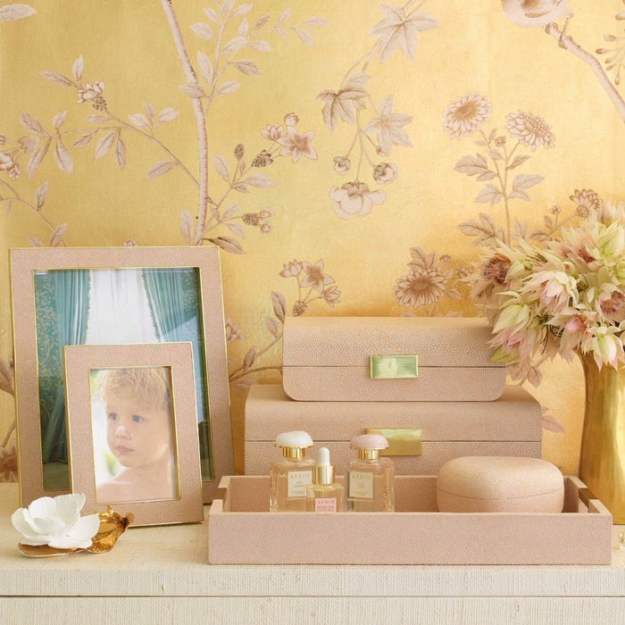 Shagreen Heart Box in Blush by AERIN at Fig Linens and Home - Lifestyle 1