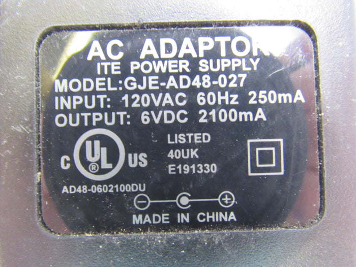 Standard-AC-Adapter-Output-6VDC-Input-120VAC-60Hz-250mA-GJE-AD48-027-152 4
