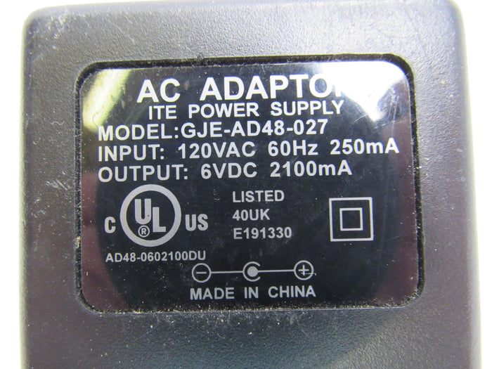 Standard-AC-Adapter-Output-6VDC-Input-120VAC-60Hz-250mA-GJE-AD48-027-152 5