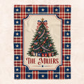 Stars, Stripes and Christmas - Personalized Blanket, Custom Patriotic Christmas Family Blanket