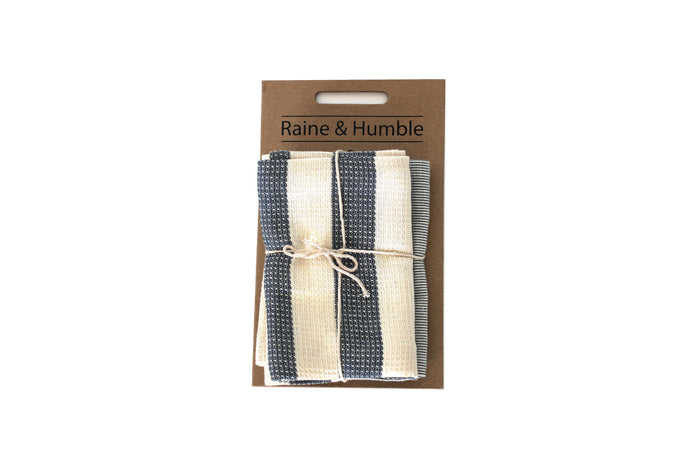 Striped Tea Towel Set of 2 - Dark Blue