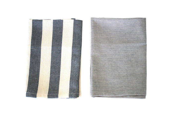 Striped Tea Towel Set of 2 - Dark Blue