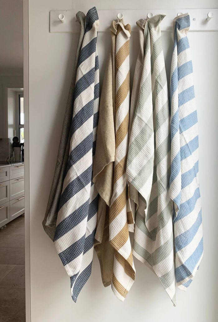Striped Tea Towel Set of 2 - Dark Blue
