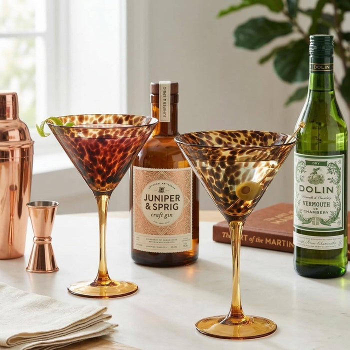 Tortoise Leopard Print Martini - Set of 2