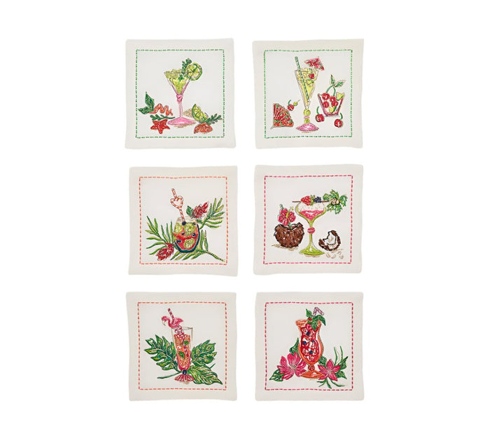 Cocktail Napkins - Kim Seybert Tropicana Set of 6 Barware Napkins
