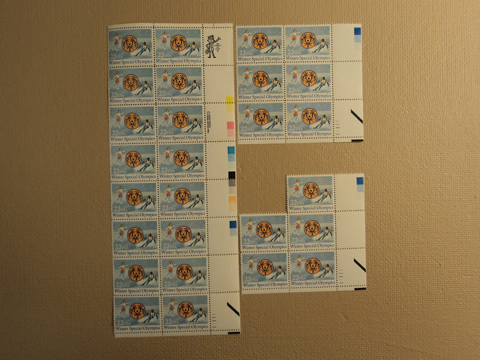 USPS Scott 2142 22c 1984 Winter Special Olympics Lot Of 3 Plate Block Mint NH -- New