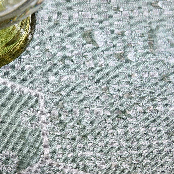 Wagara Green 59" x 59" Coated Tablecloth by Le Jacquard Français - 9at Fig Linens and Home - 4