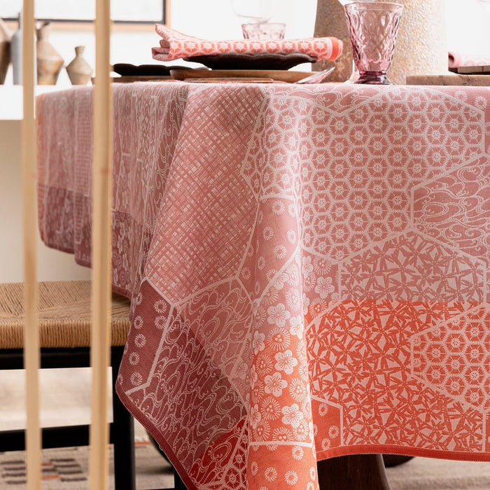 Wagara Pink 59" x 59" Tablecloth by Le Jacquard Français - 9at Fig Linens and Home - 2
