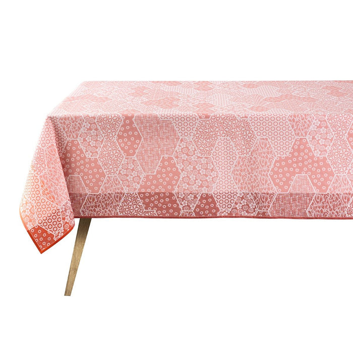 Wagara Pink 59" x 59" Tablecloth by Le Jacquard Français - 9at Fig Linens and Home - 3