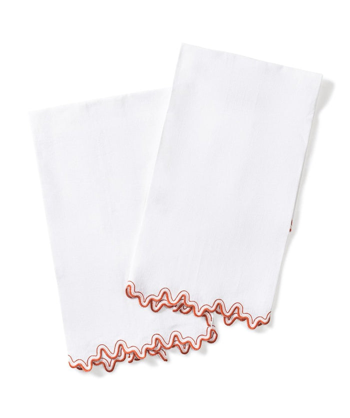 Powder Room Towels - Wave Guest Towels in Carnelian by Matouk