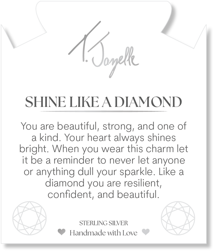 White Cats Eye Gemstone Bracelet with Shine Like A Diamond Sterling Silver Charm