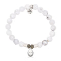 White Chalcedony Gemstone Bracelet with Ladybug Sterling Silver Charm