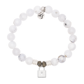 White Chalcedony Gemstone Bracelet with Unbreakable Friendship Sterling Silver Charm