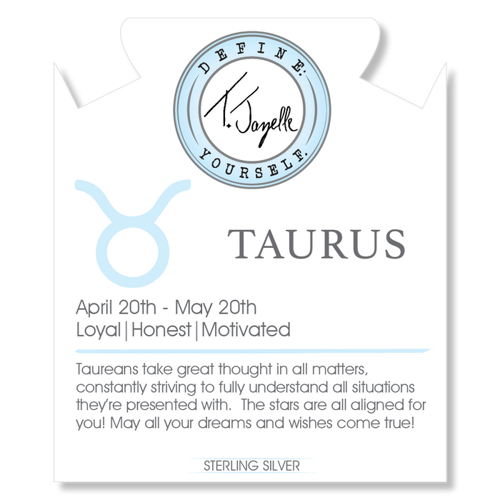Zodiac Collection: Mauve Jade Gemstone Bracelet with Taurus Sterling Silver Charm