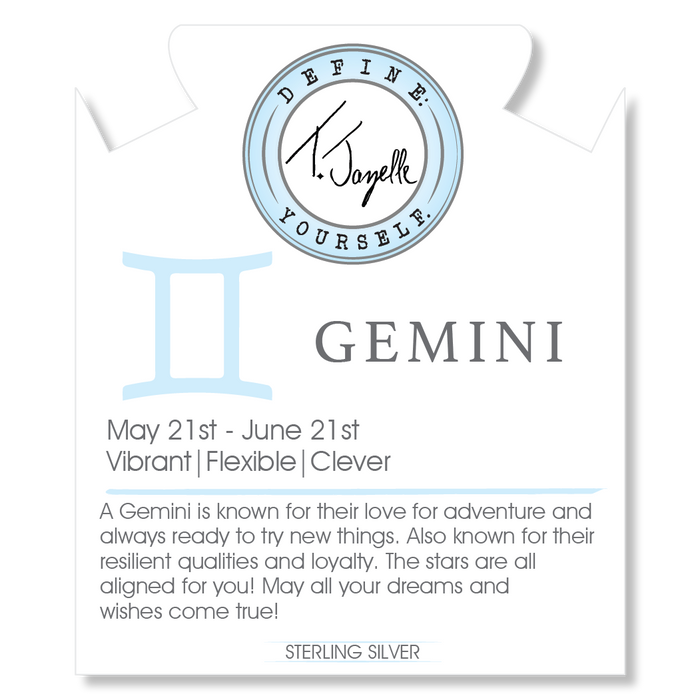 Zodiac Collection: Purple Blue Jasper Gemstone Bracelet with Gemini Sterling Silver Charm