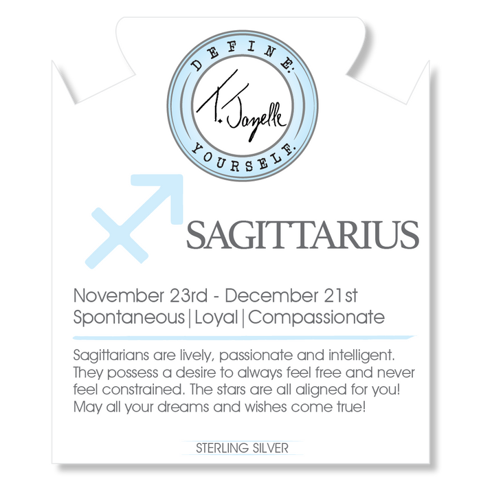 Zodiac Collection: White Chalcedony Gemstone Bracelet with Sagittarius Sterling Silver Charm